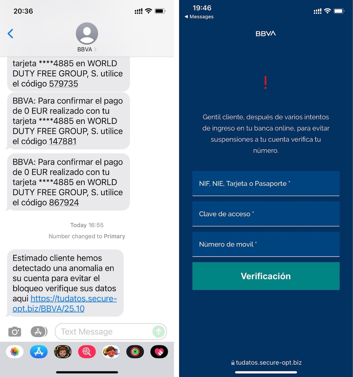 campaña sms fraudulentos